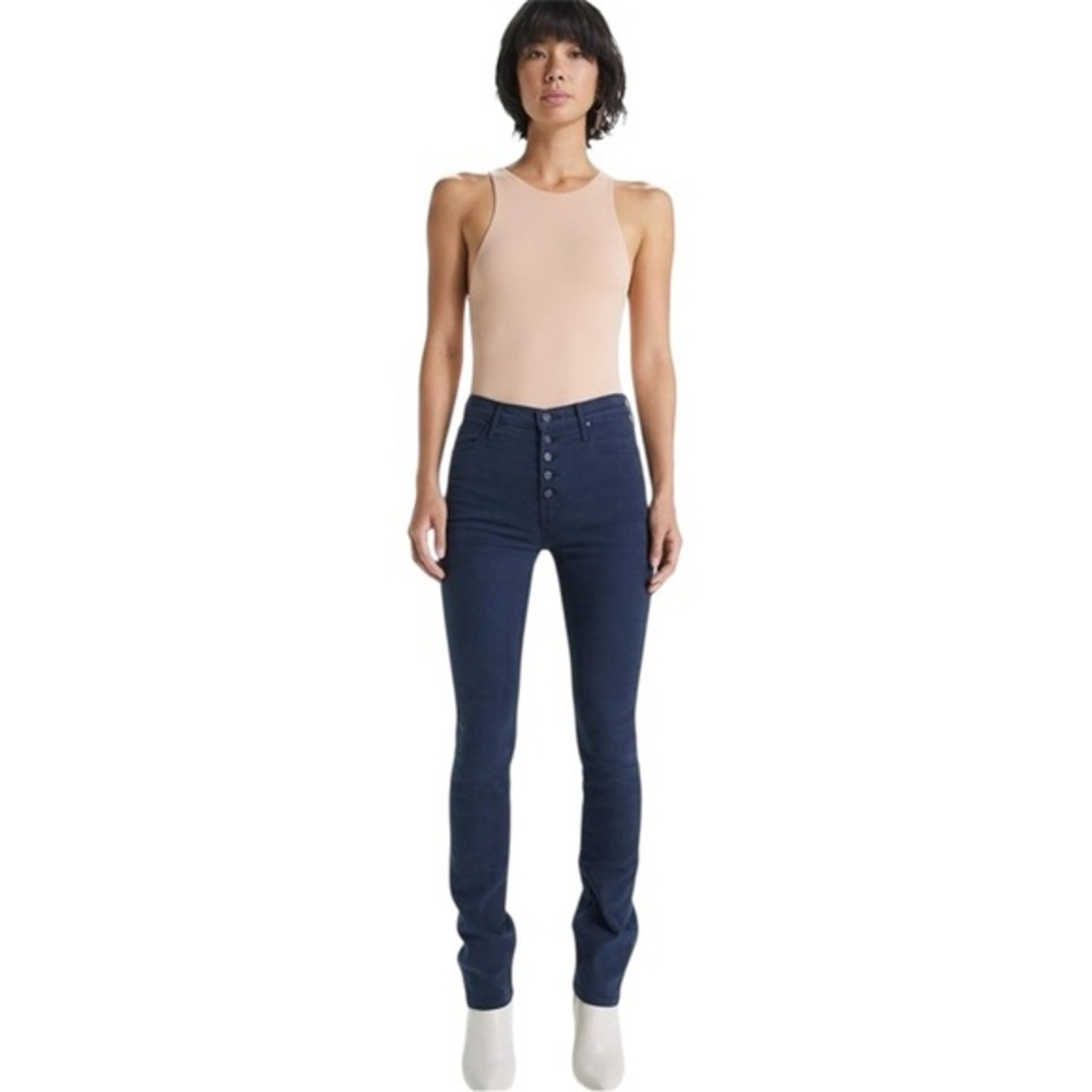 Mother | the pixie dazzler sneak, play date, indigo straight jeans button fly 25